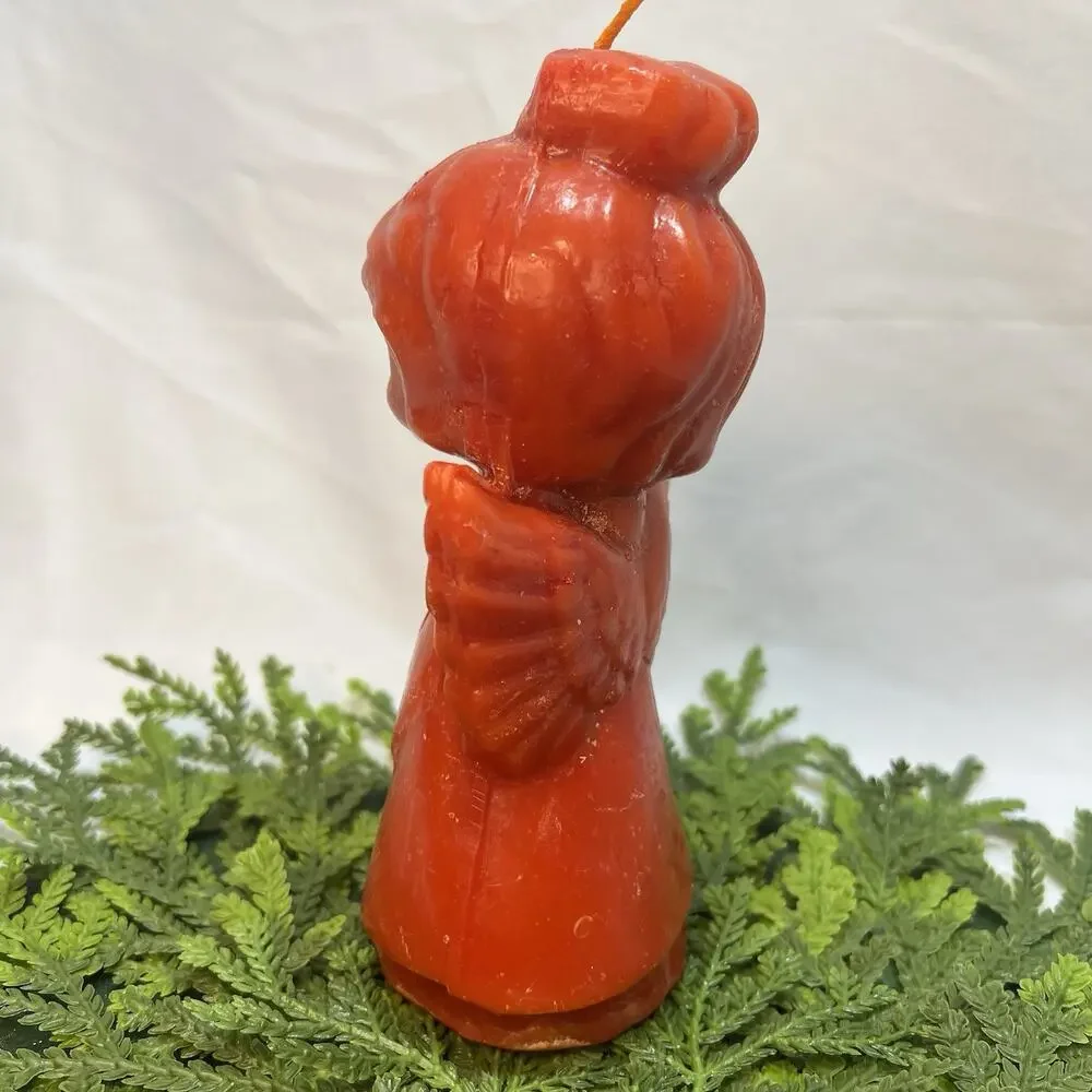 Vintage Chior Angel Red Orange Christmas Wax Candle Mid Century Figurine 7”